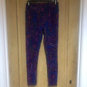 Purple Leggings with Guitar Pattern